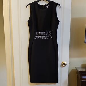 Karl Lagerfeld Black Mock Neck Sleeveless Sheath Dress